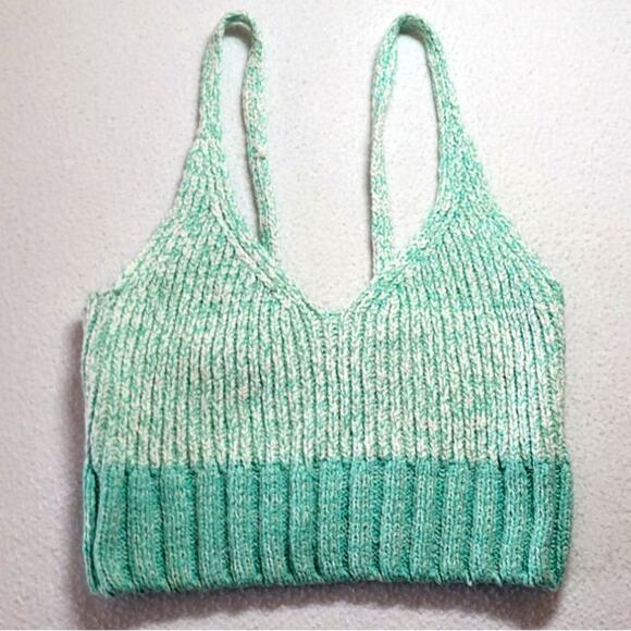 Free People Here All Day Brami Knit Tank Top Bralette XS Cropped Boho Y2K Fairy - Picture 2 of 9